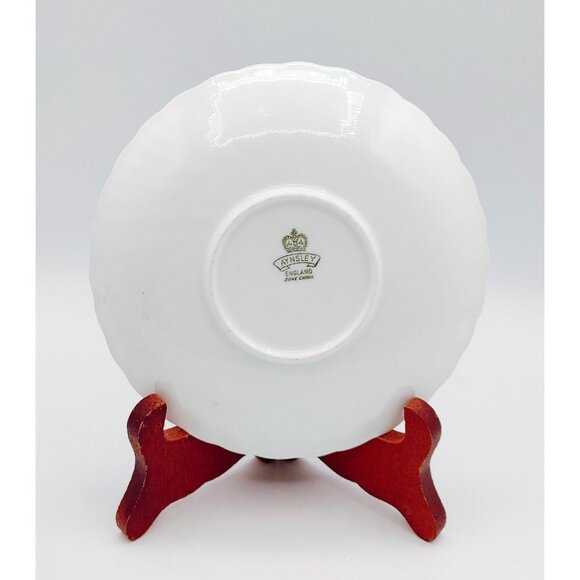 Aynsley Bone China Teacup and Saucer, Gray Swirl - Picture 4 of 13